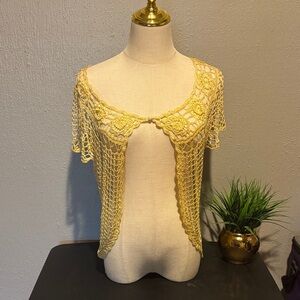 MG NY Paris Original Yellow Crochet Open-Front Top